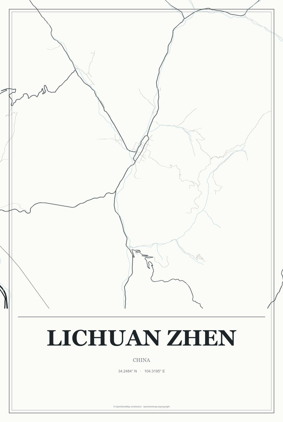 Lichuan Zhen, China City Map Aluminum Sign in Gallery Air style