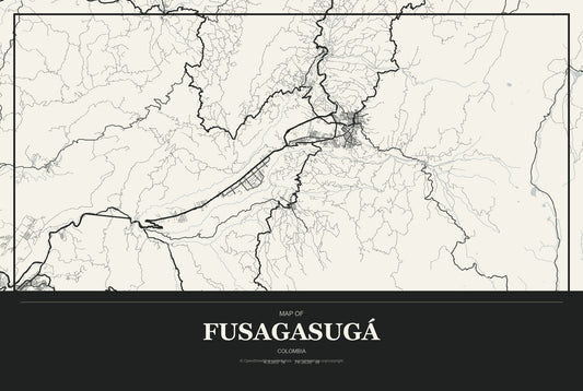 Fusagasugá, Colombia City Map Aluminum Sign in Museum Plaque style