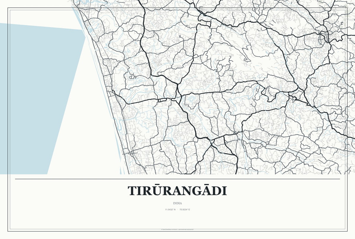 Tirūrangādi, India City Map Aluminum Sign in Gallery Air style