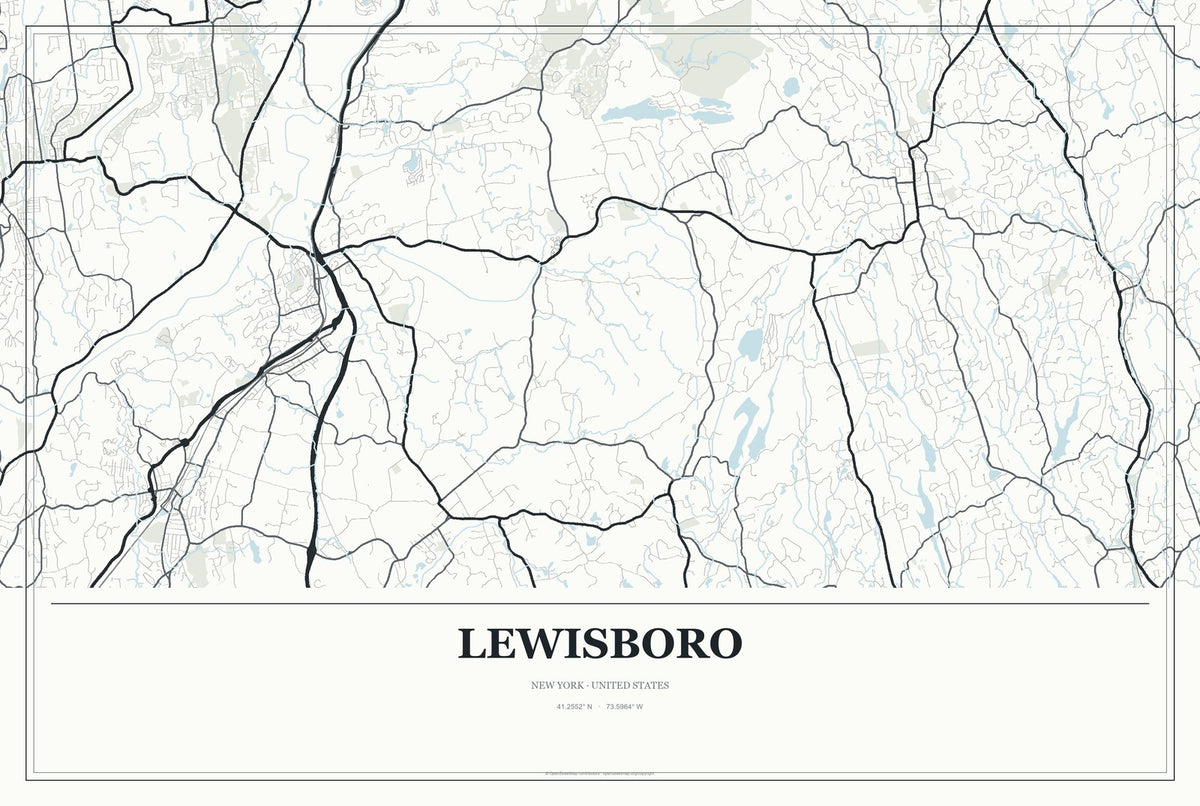 Lewisboro, New York City Map Aluminum Sign in Gallery Air style
