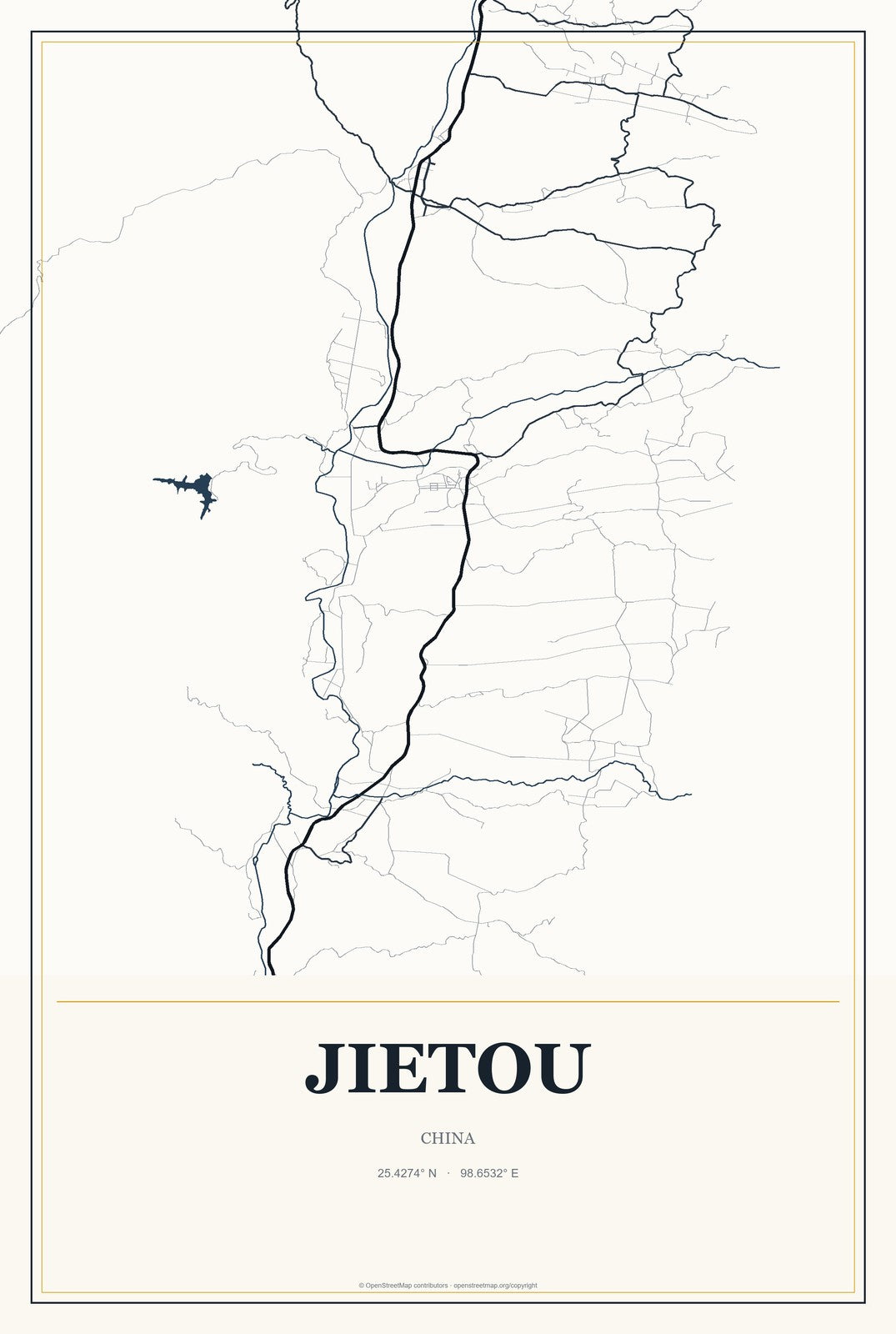 Jietou, China City Map Aluminum Sign in Citrine Modern style