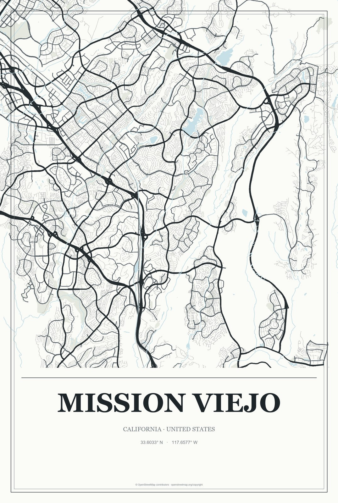 Mission Viejo, California City Map Aluminum Sign in Gallery Air style