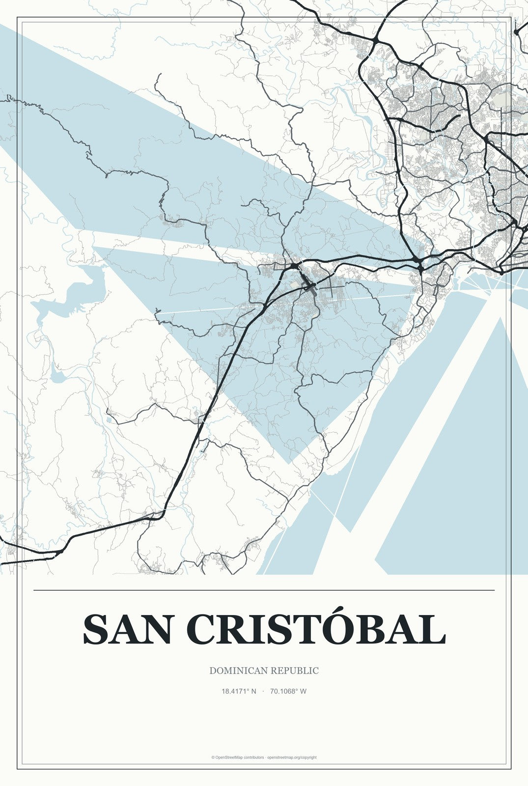 San Cristóbal, Dominican Republic City Map Aluminum Sign in Gallery Air style