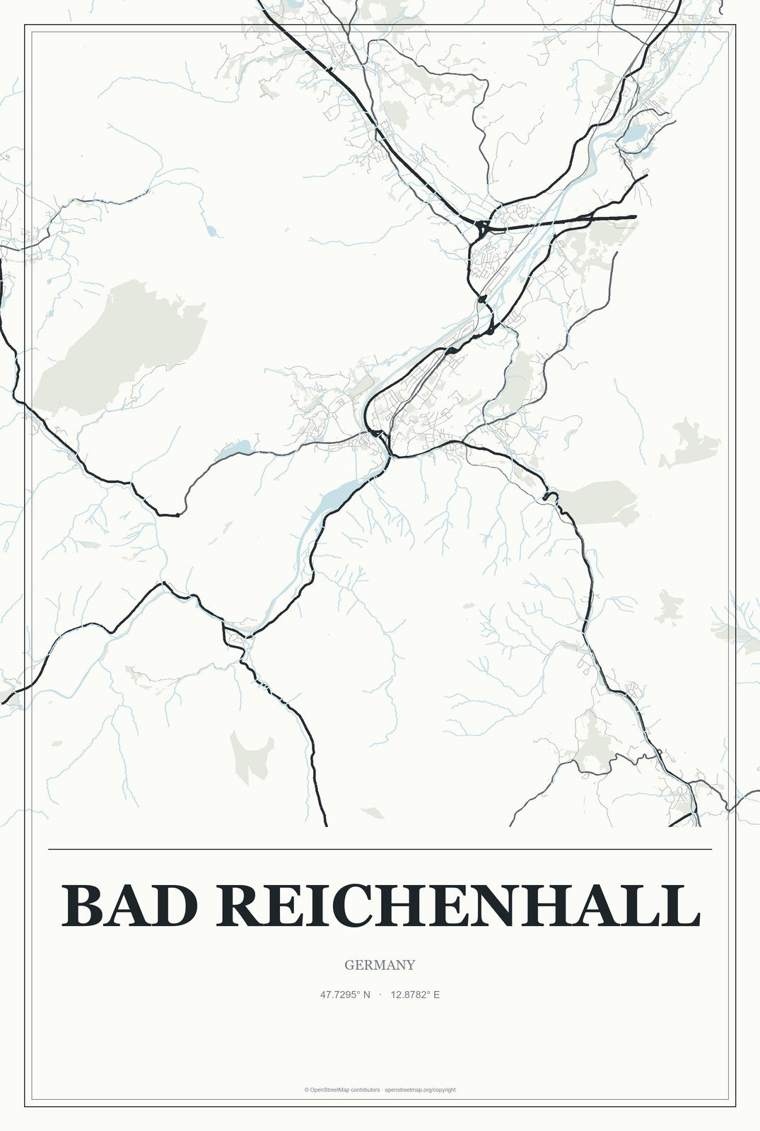Bad Reichenhall, Germany City Map Aluminum Sign in Gallery Air style