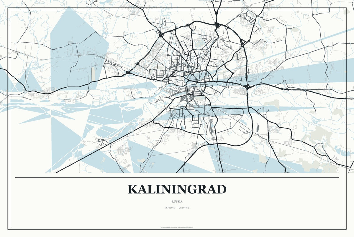 Kaliningrad, Russia City Map Aluminum Sign in Gallery Air style