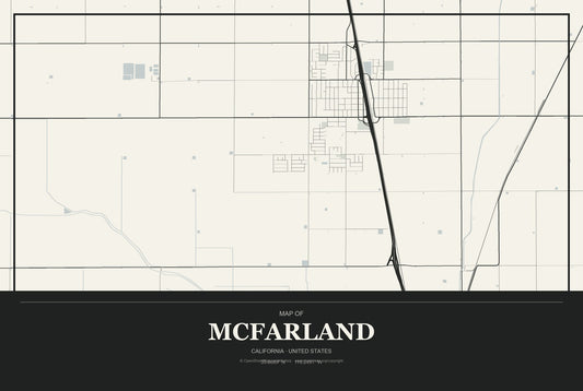 McFarland, California City Map Aluminum Sign in Museum Plaque style