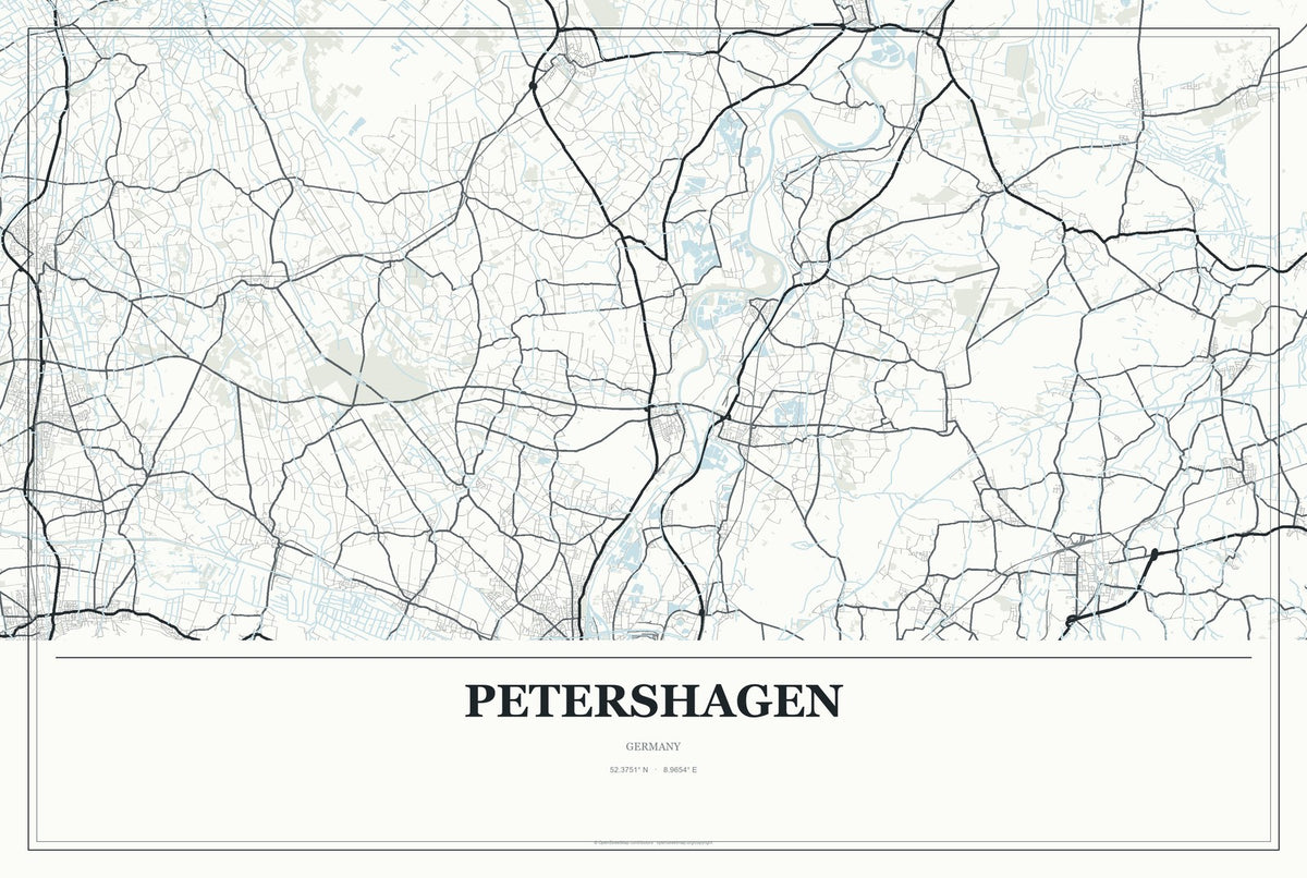 Petershagen, North Rhine-Westphalia, Germany City Map Aluminum Sign in Gallery Air style