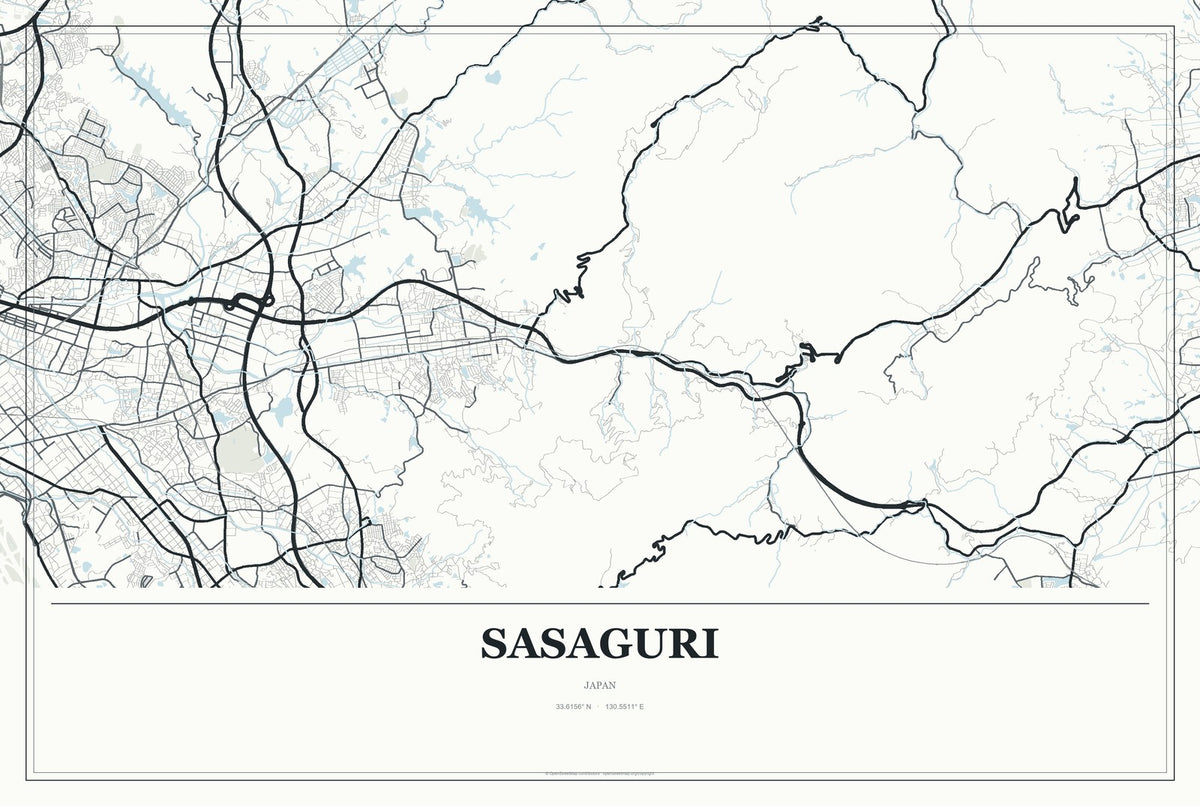 Sasaguri, Japan City Map Aluminum Sign in Gallery Air style
