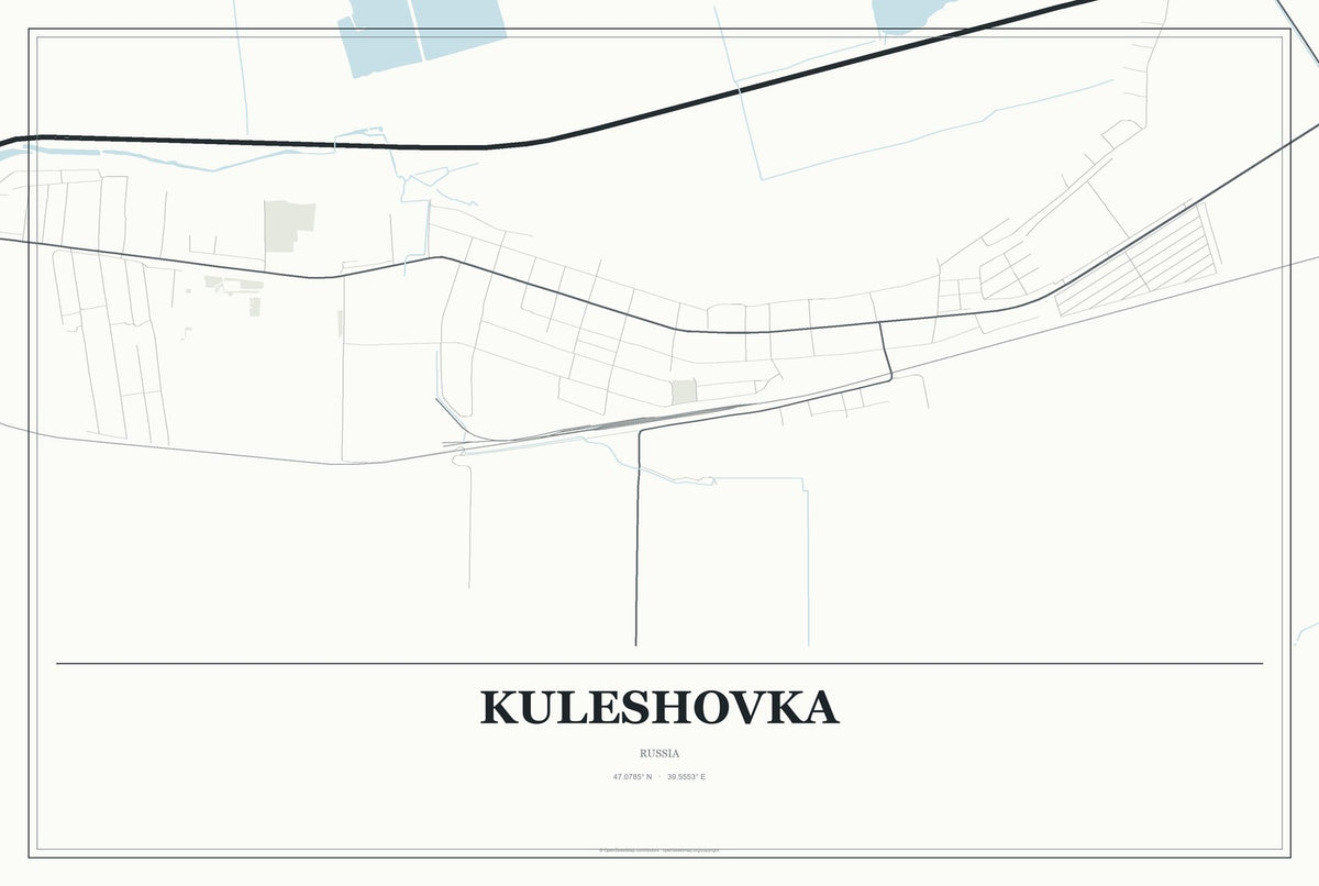 Kuleshovka, Russia City Map Aluminum Sign in Gallery Air style