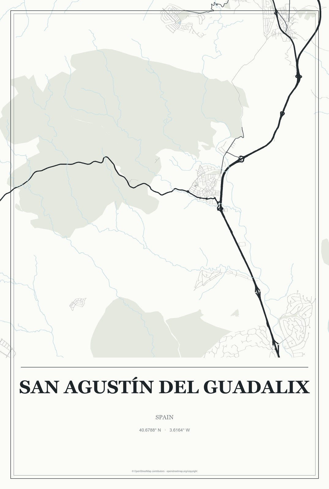 San Agustín del Guadalix, Spain City Map Aluminum Sign in Gallery Air style