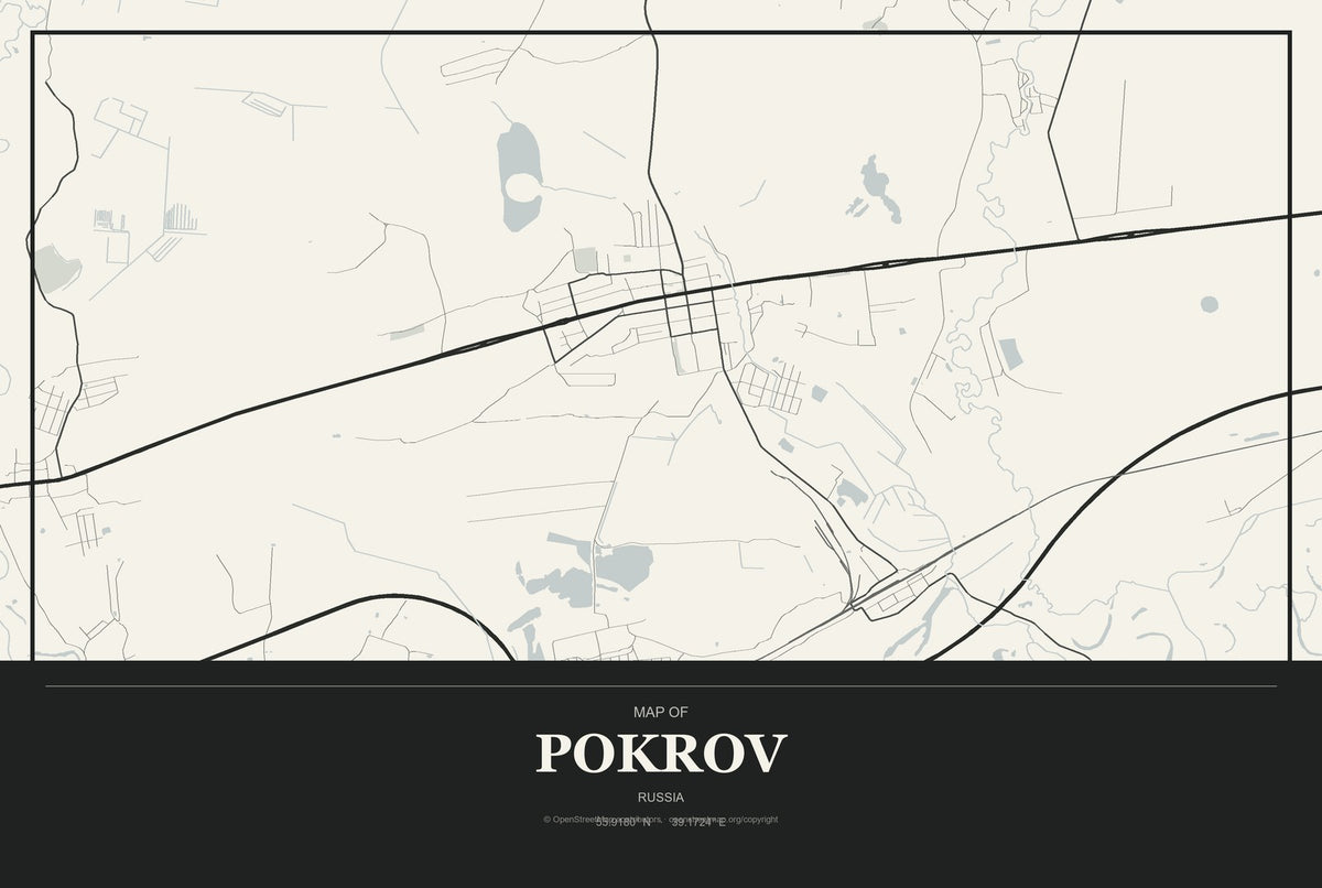 Pokrov, Russia City Map Aluminum Sign in Museum Plaque style