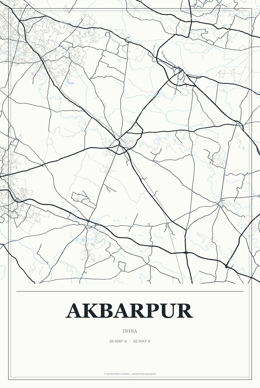 Akbarpur, India City Map Aluminum Sign in Gallery Air style