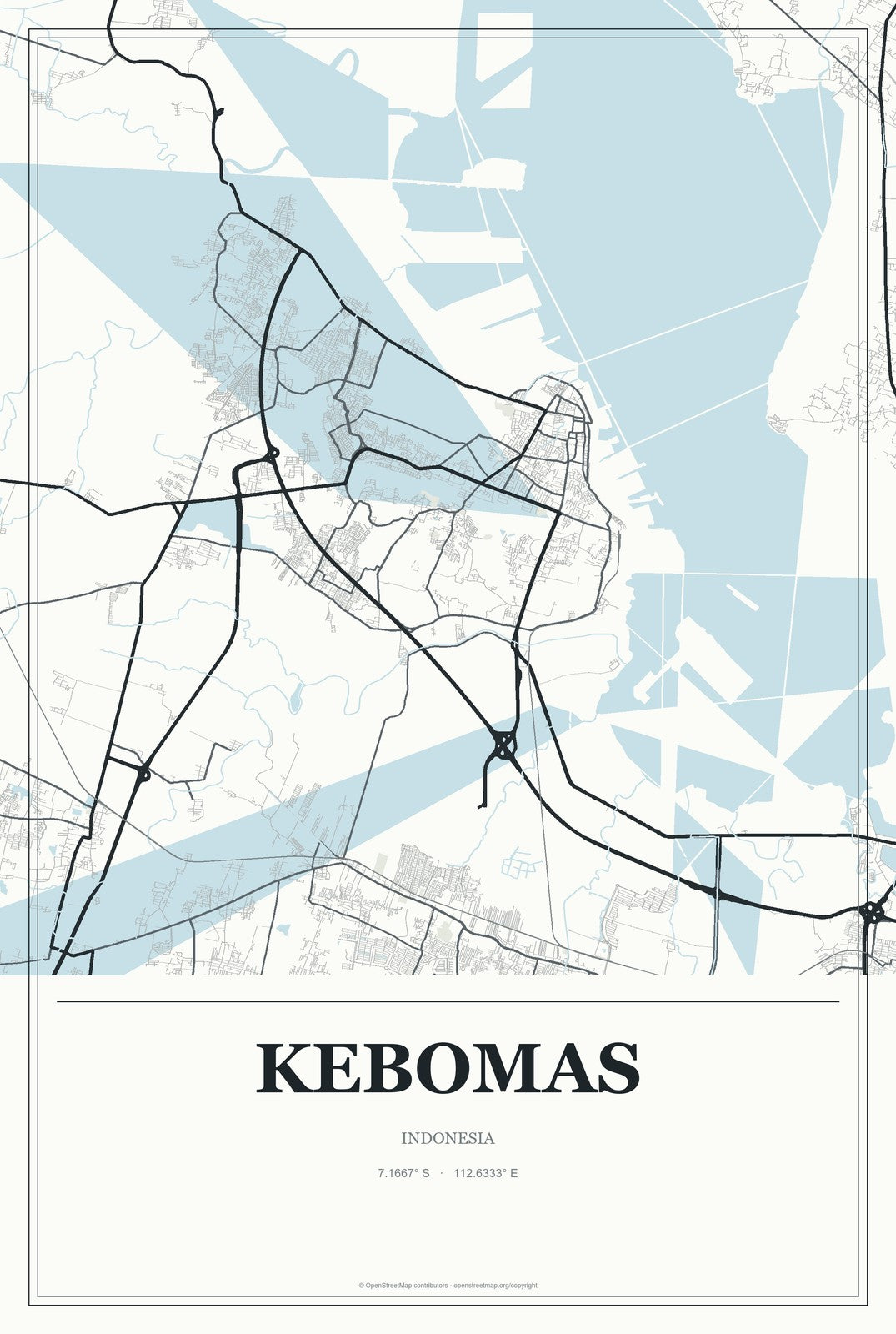 Kebomas, Indonesia City Map Aluminum Sign in Gallery Air style