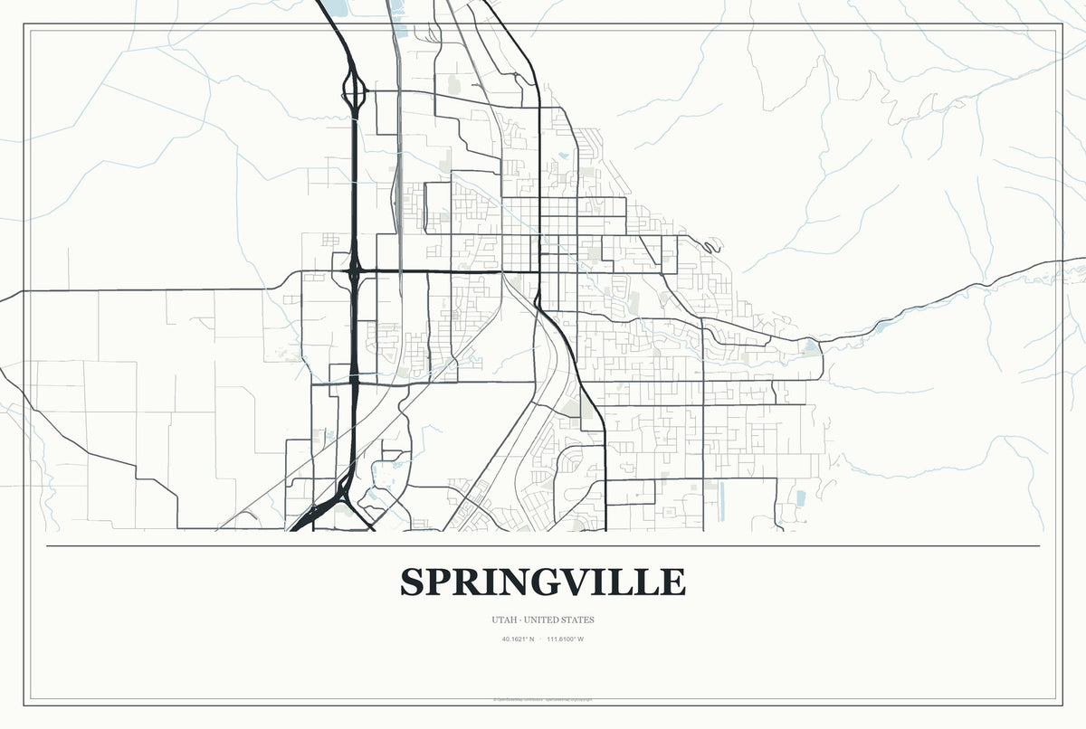 Springville, Utah City Map Aluminum Sign in Gallery Air style