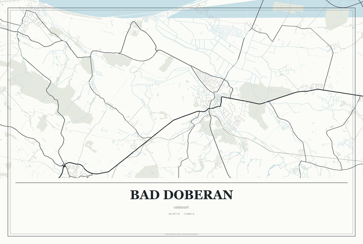 Bad Doberan, Germany City Map Aluminum Sign in Gallery Air style