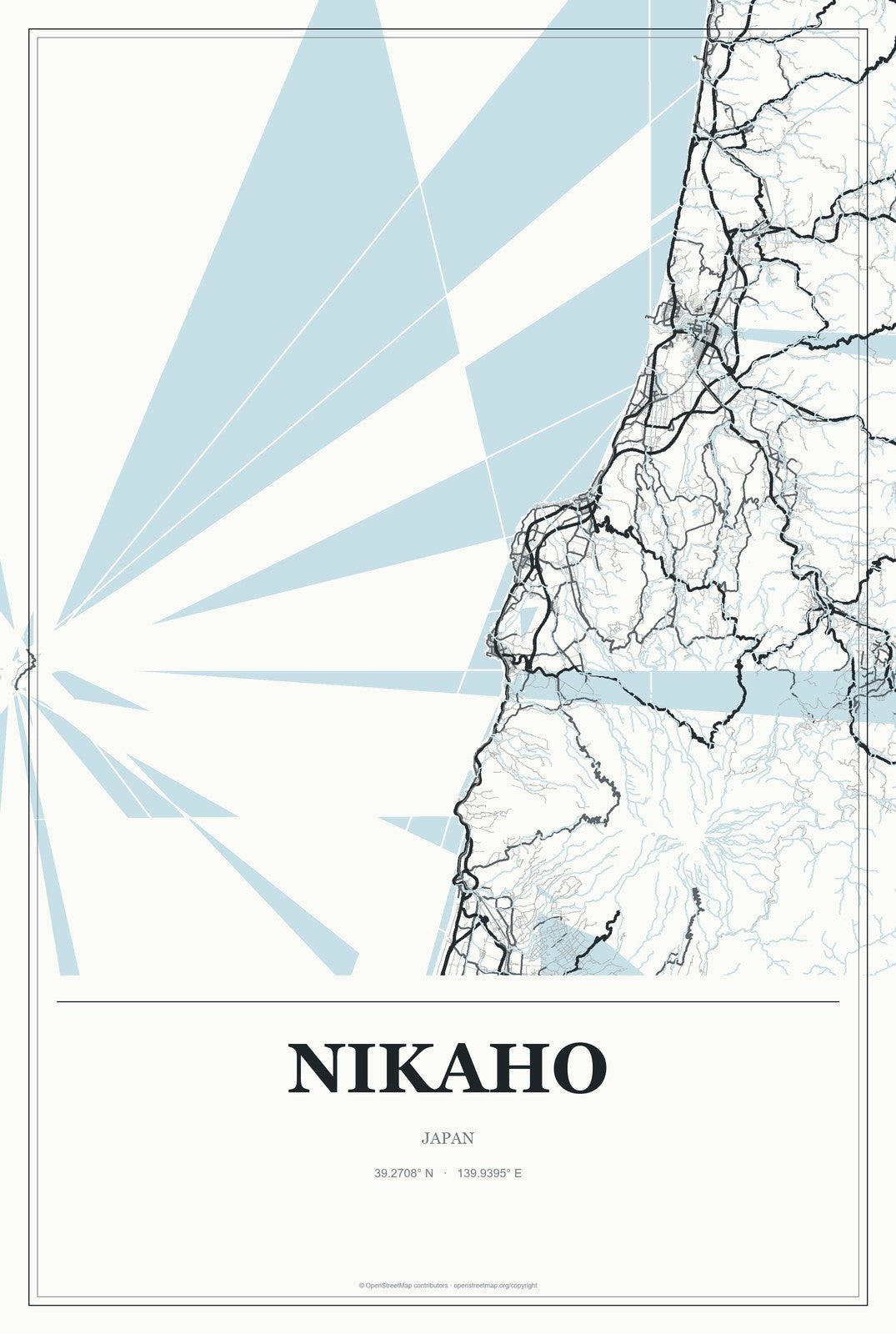 Nikaho, Japan City Map Aluminum Sign in Gallery Air style