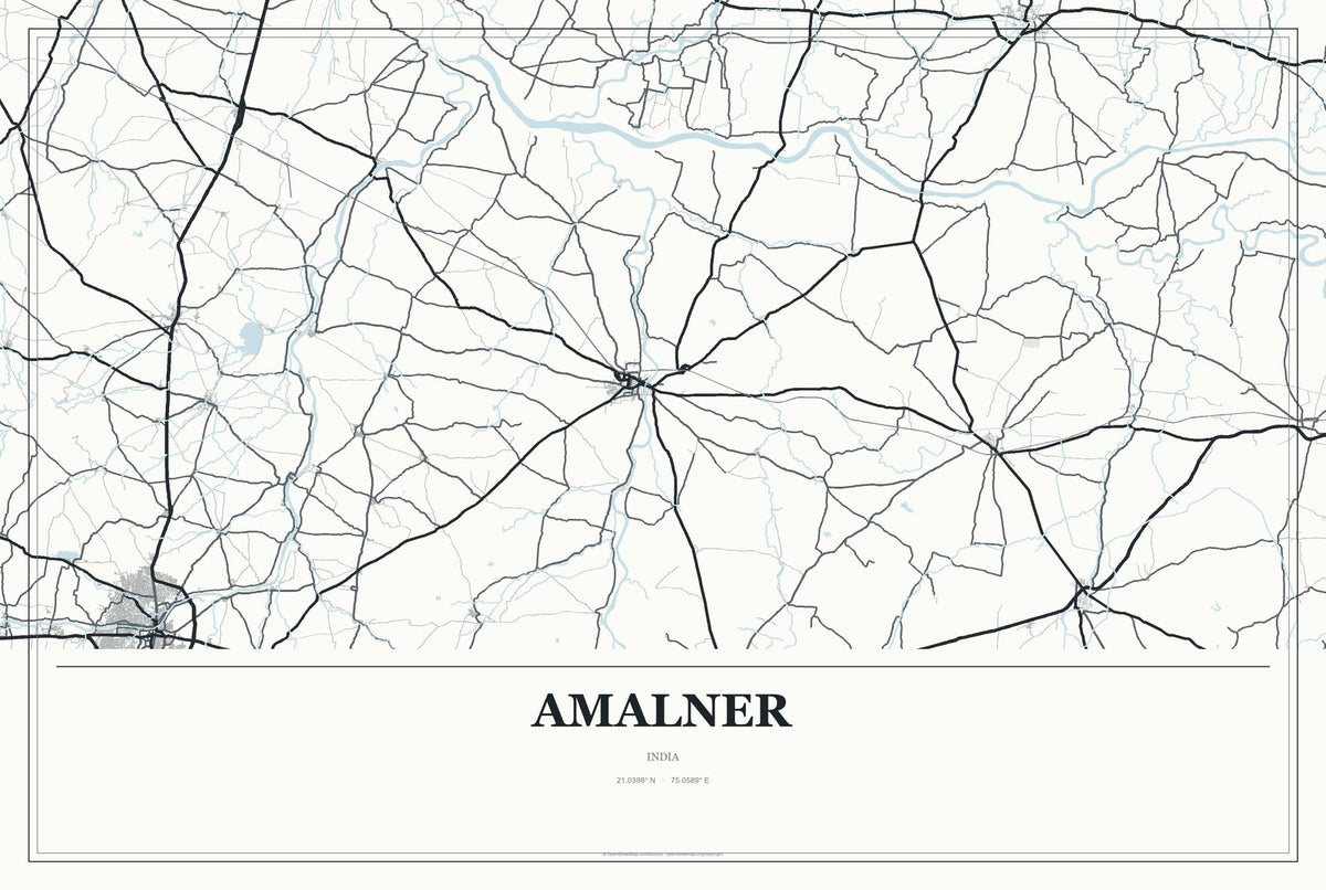 Amalner, India City Map Aluminum Sign in Gallery Air style