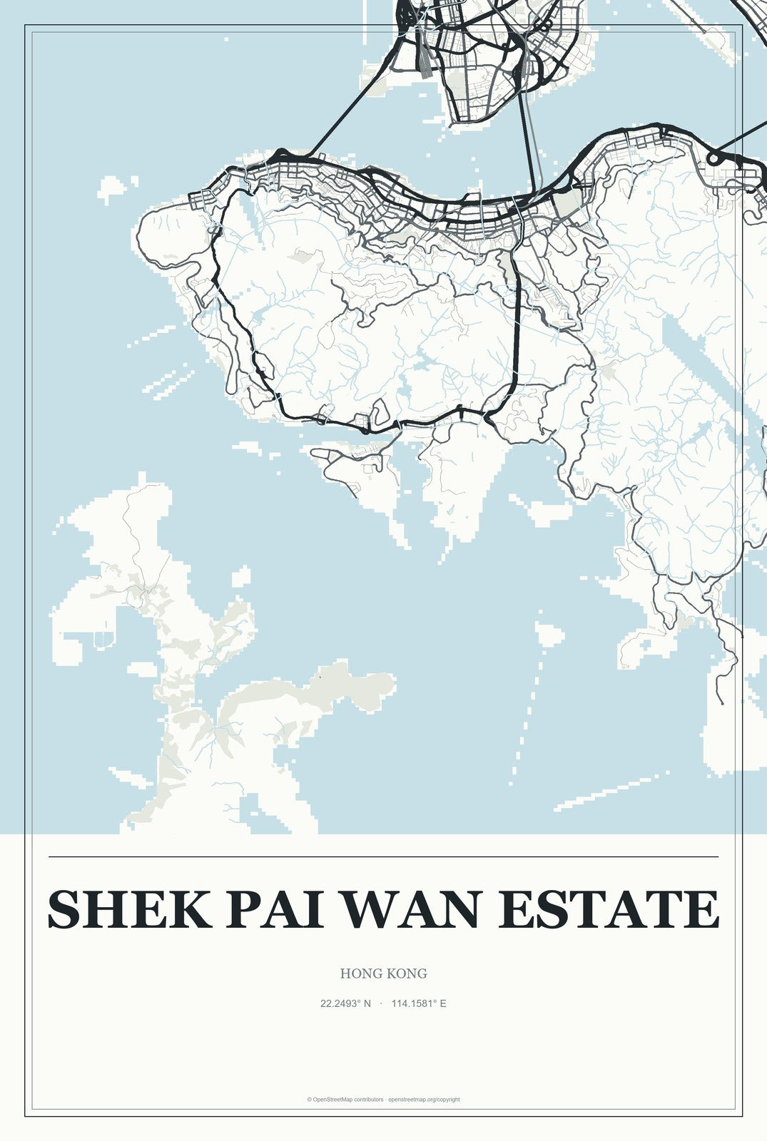 Shek Pai Wan Estate, Hong Kong City Map Aluminum Sign in Gallery Air style