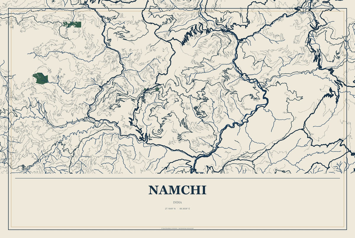 Namchi, India City Map Aluminum Sign in Coastal Cutout style