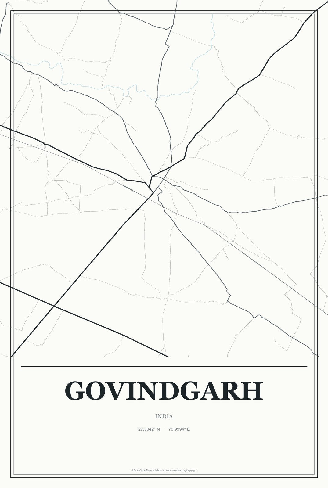 Govindgarh, Rajasthan, India City Map Aluminum Sign in Gallery Air style