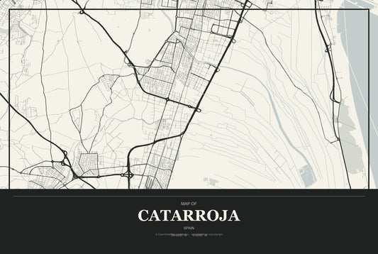 Catarroja, Spain City Map Aluminum Sign in Museum Plaque style