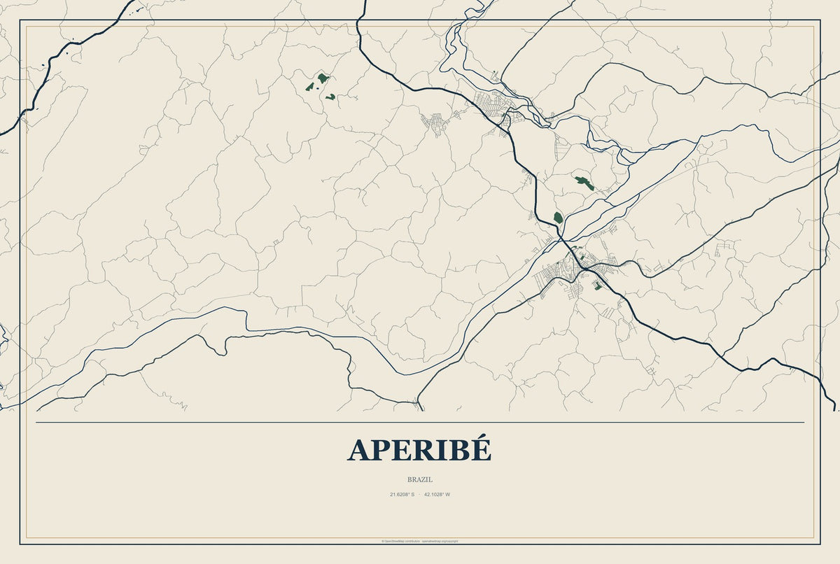 Aperibé, Brazil City Map Aluminum Sign in Coastal Cutout style