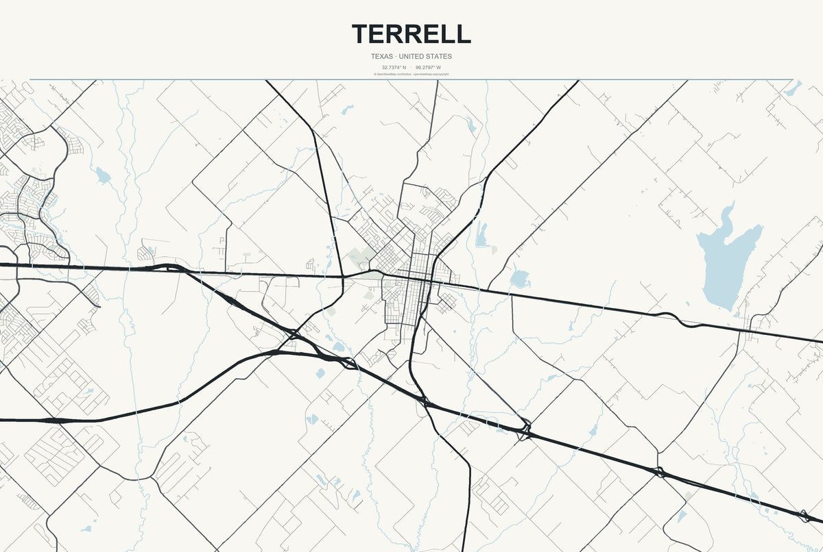 Terrell, Texas City Map Aluminum Sign in Headline Atlas style
