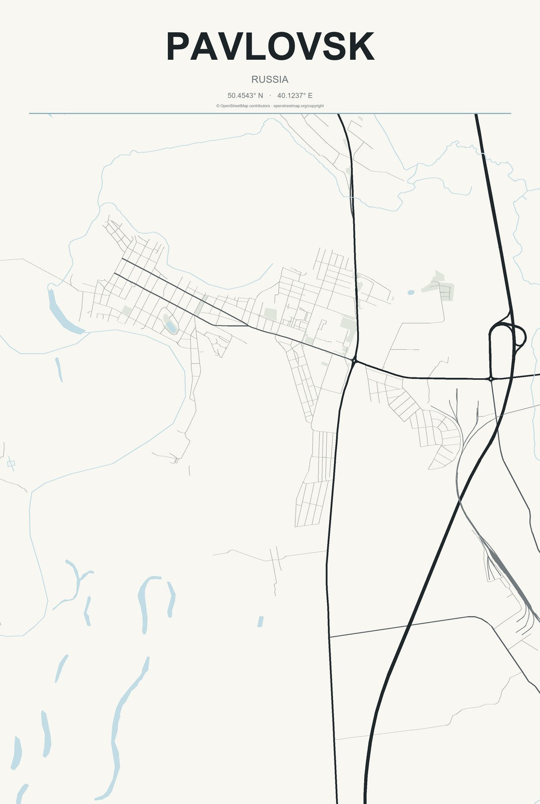 Pavlovsk, St.-Petersburg, Russia City Map Aluminum Sign in Headline Atlas style