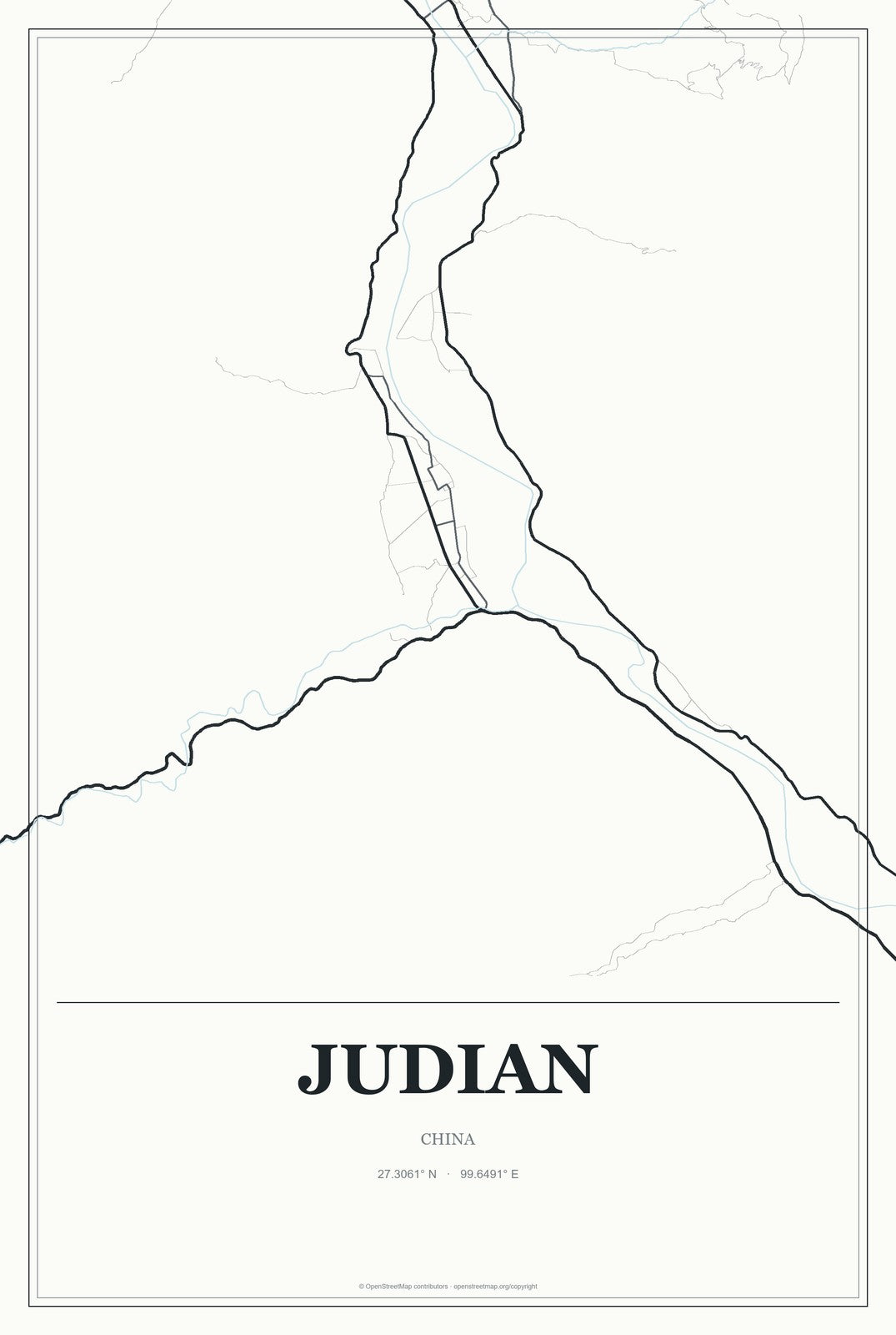 Judian, China City Map Aluminum Sign in Gallery Air style