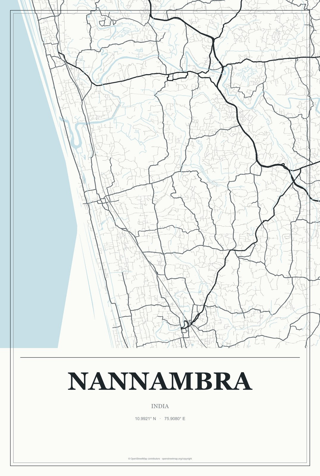 Nannambra, India City Map Aluminum Sign in Gallery Air style