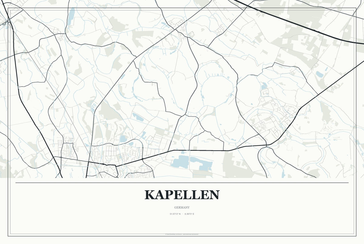 Kapellen, Germany City Map Aluminum Sign in Gallery Air style