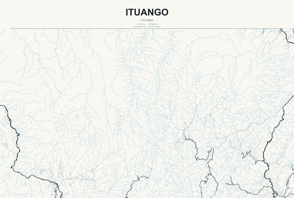 Ituango, Colombia City Map Aluminum Sign in Headline Atlas style