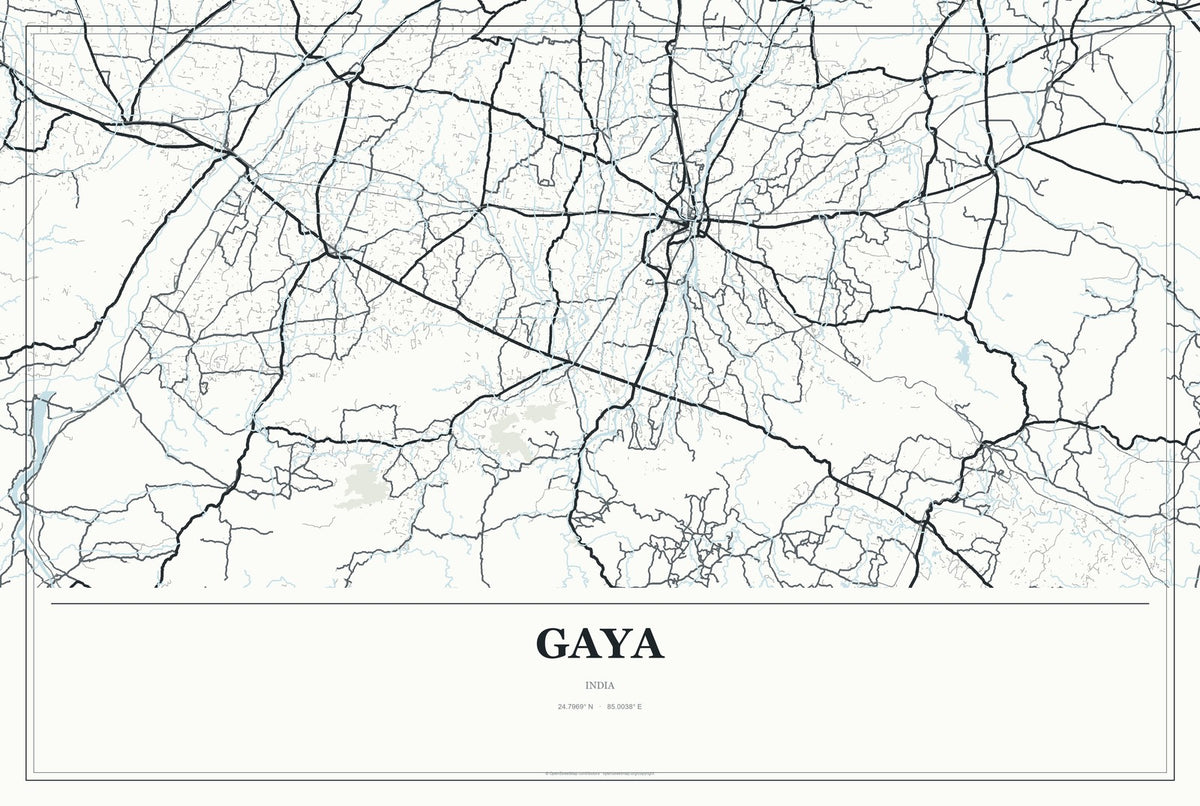 Gaya, India City Map Aluminum Sign in Gallery Air style
