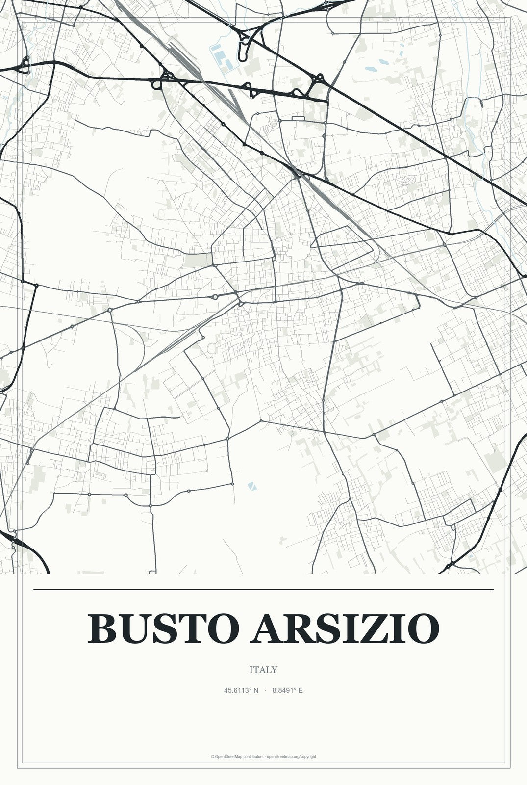 Busto Arsizio, Italy City Map Aluminum Sign in Gallery Air style