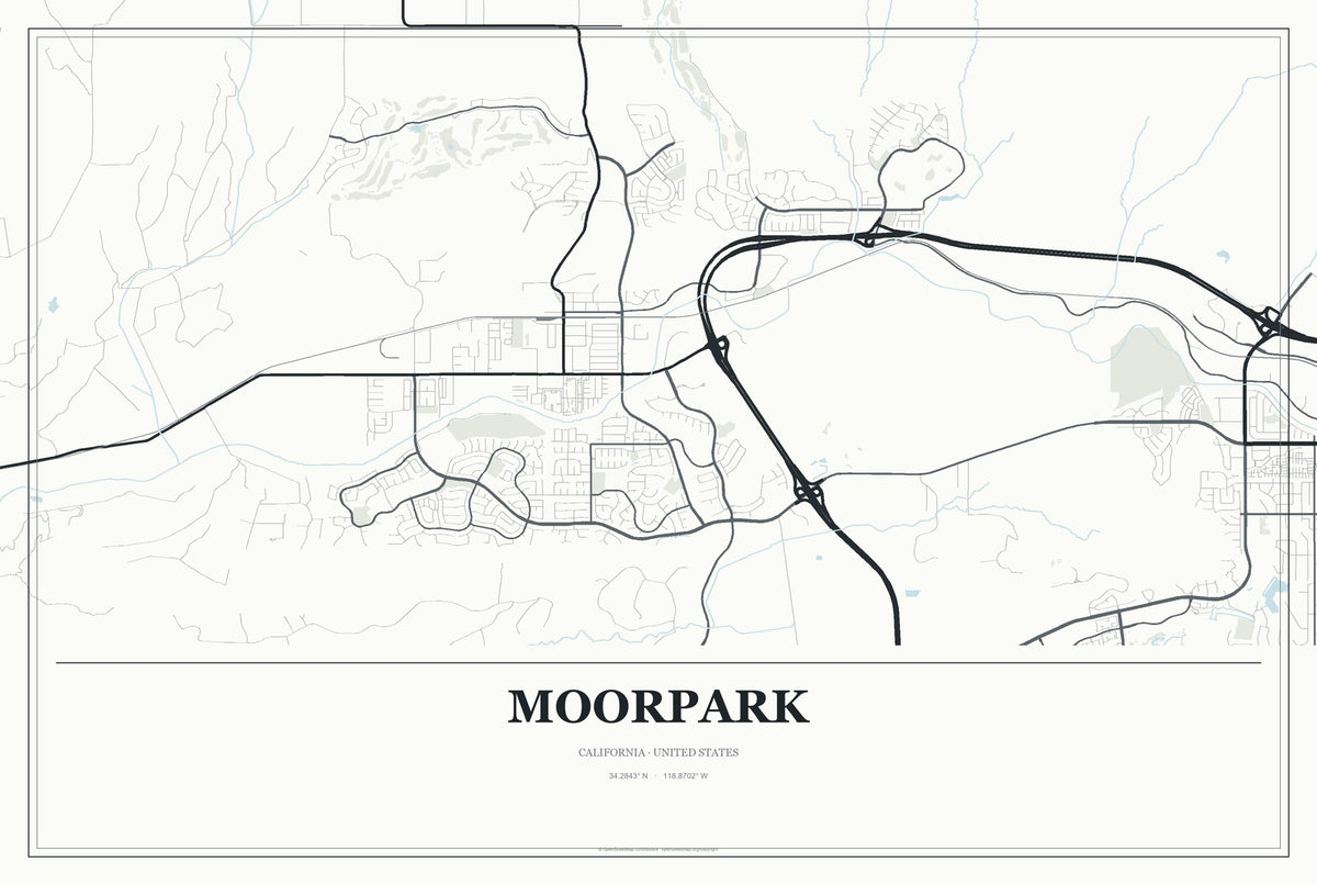 Moorpark, California City Map Aluminum Sign in Gallery Air style