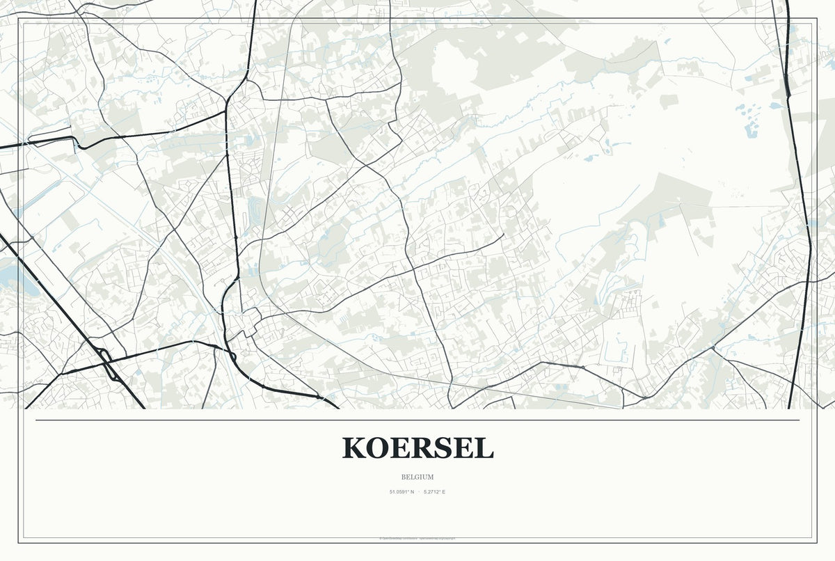 Koersel, Belgium City Map Aluminum Sign in Gallery Air style