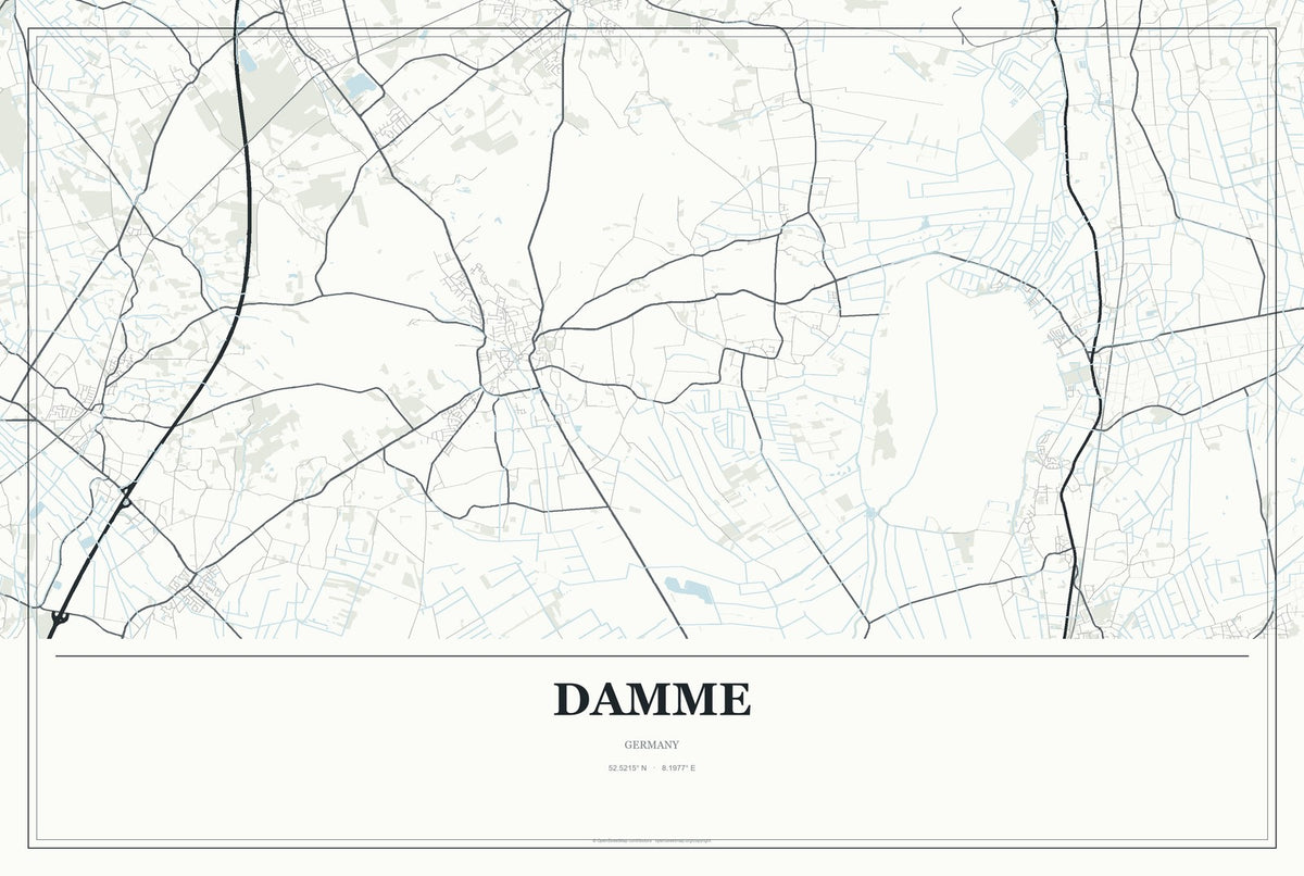 Damme, Germany City Map Aluminum Sign in Gallery Air style