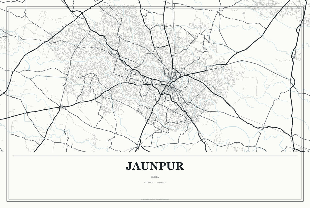 Jaunpur, India City Map Aluminum Sign in Gallery Air style