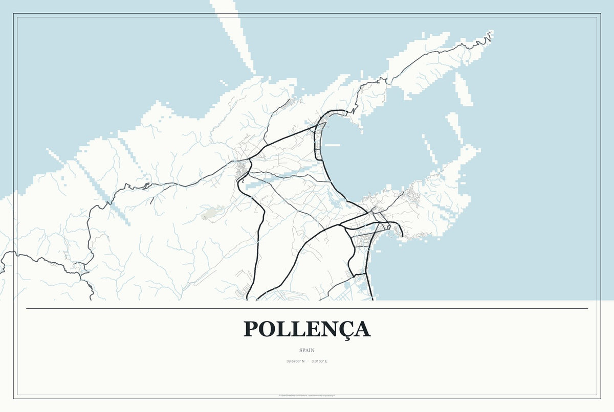 Pollença, Spain City Map Aluminum Sign in Gallery Air style