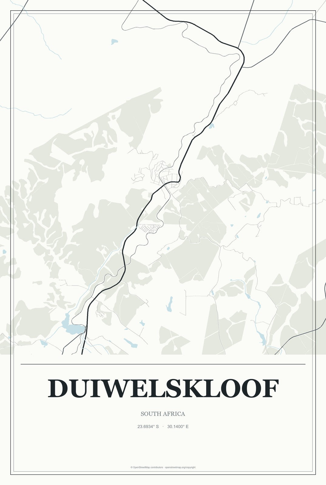 Duiwelskloof, South Africa City Map Aluminum Sign in Gallery Air style