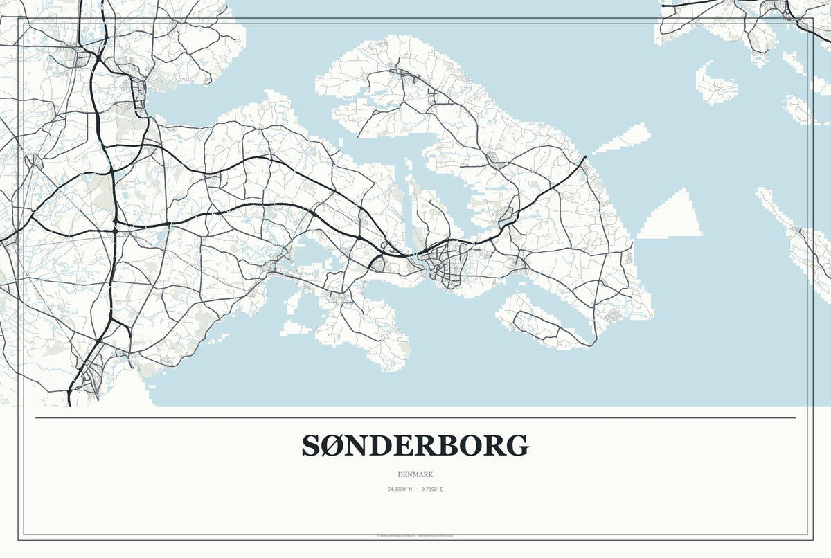 Sønderborg, Denmark City Map Aluminum Sign in Gallery Air style