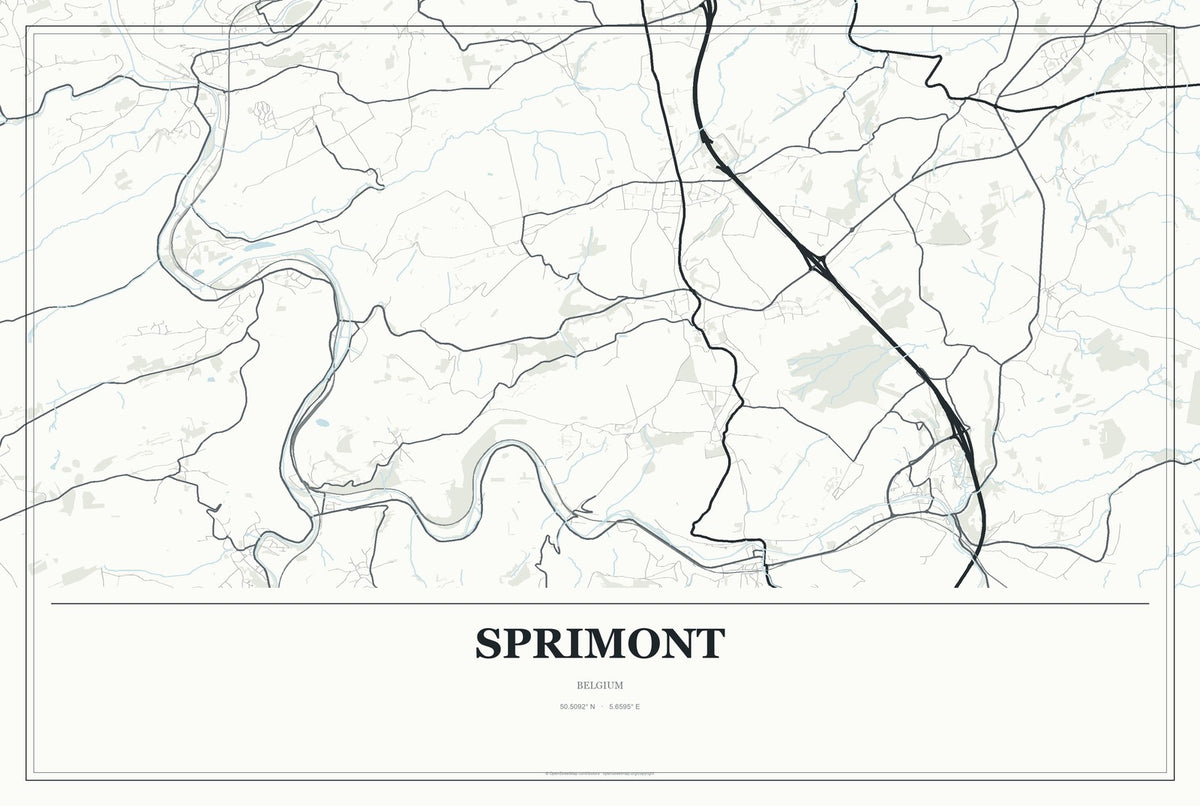 Sprimont, Belgium City Map Aluminum Sign in Gallery Air style