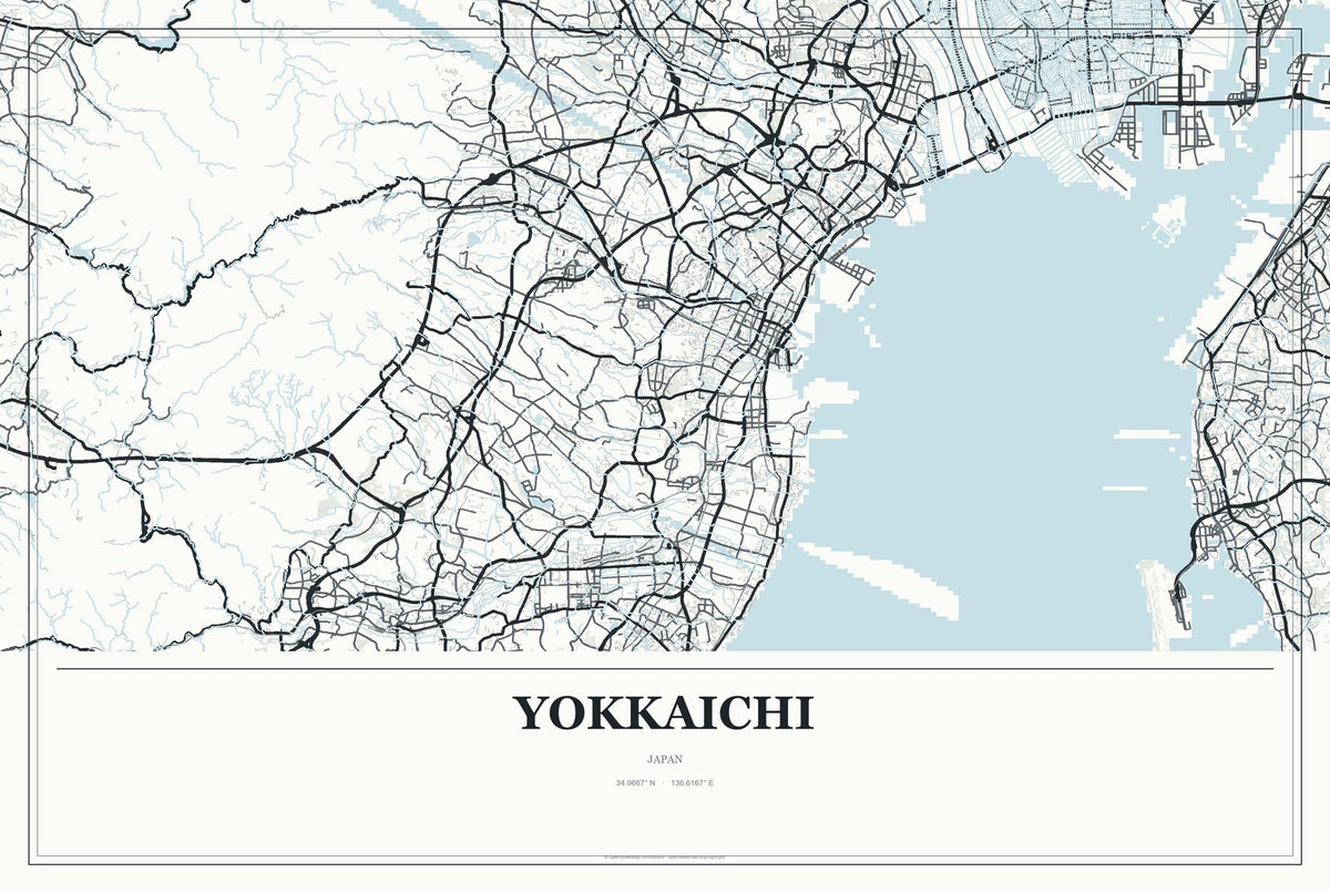 Yokkaichi, Oita, Japan City Map Aluminum Sign in Gallery Air style