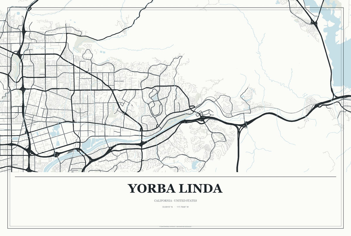 Yorba Linda, California City Map Aluminum Sign in Gallery Air style