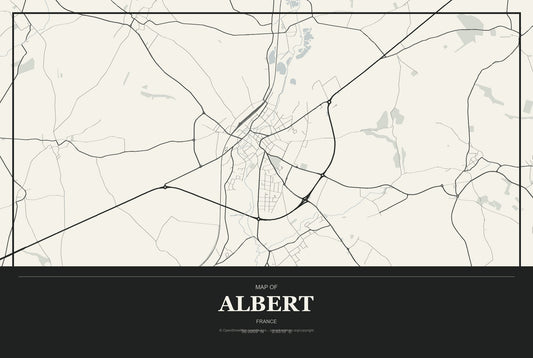 Albert, France City Map Aluminum Sign in Museum Plaque style
