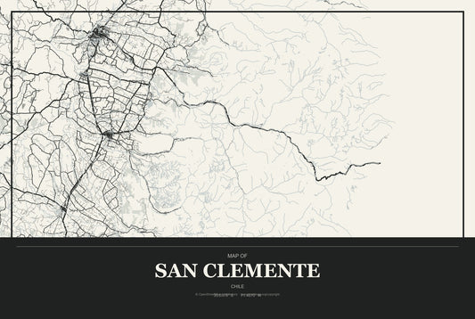 San Clemente, Chile City Map Aluminum Sign in Museum Plaque style