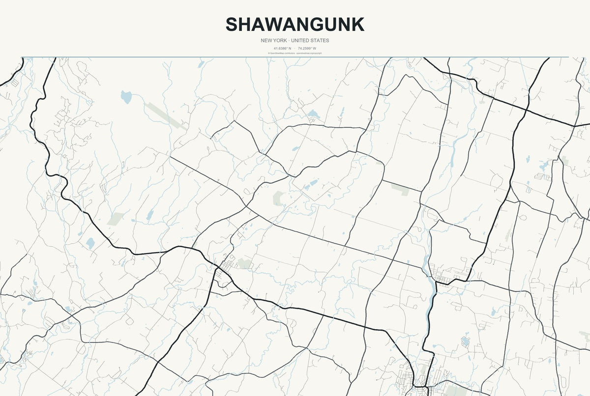 Shawangunk, New York City Map Aluminum Sign in Headline Atlas style