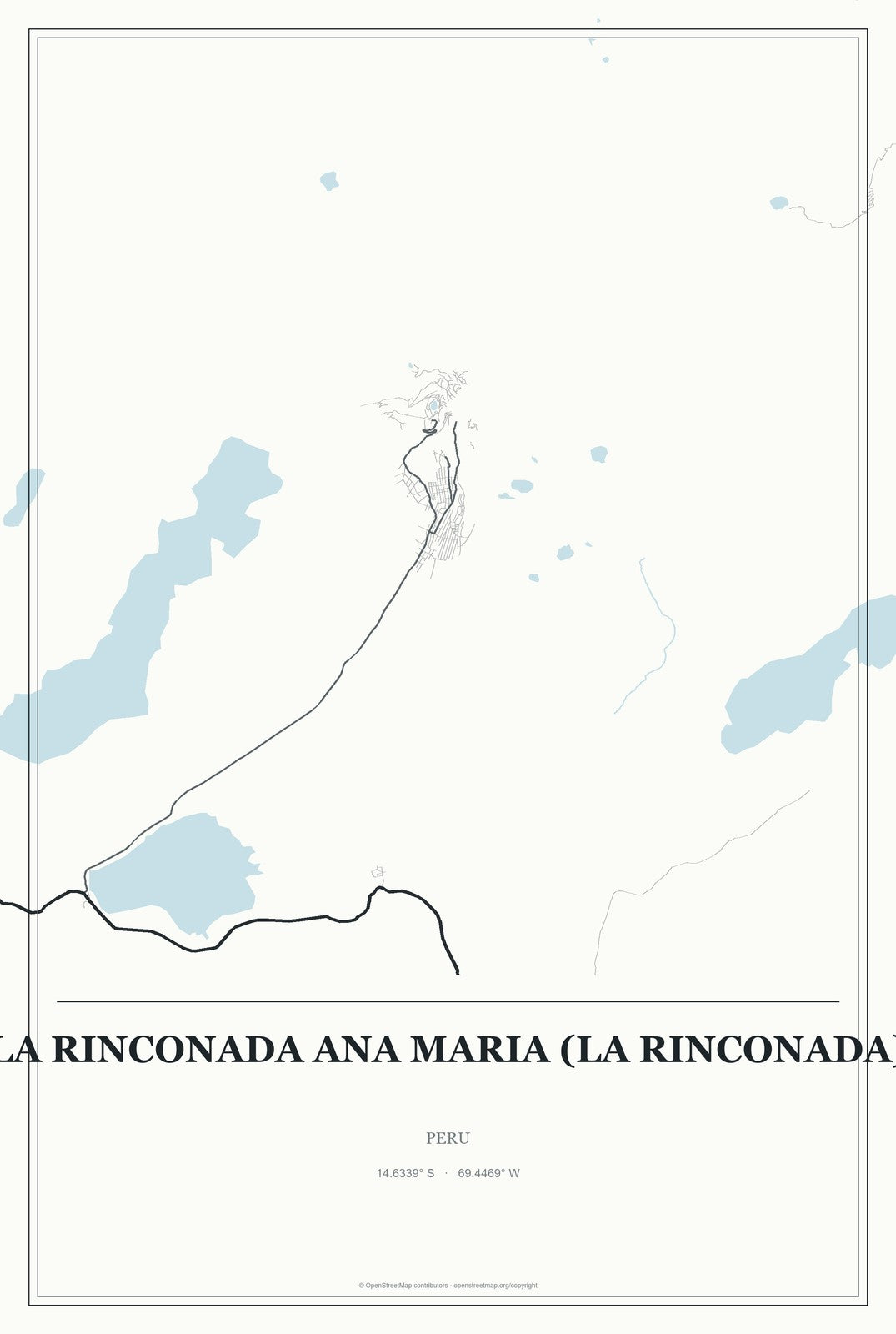 La Rinconada Ana Maria (La Rinconada), Peru City Map Aluminum Sign in Gallery Air style