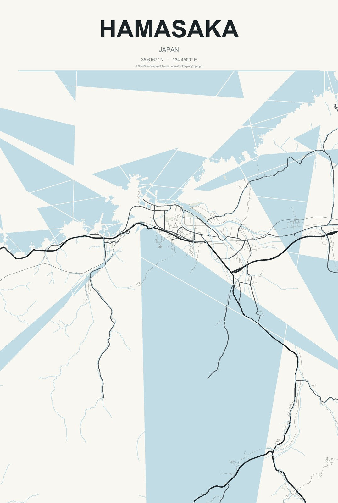 Hamasaka, Japan City Map Aluminum Sign in Headline Atlas style