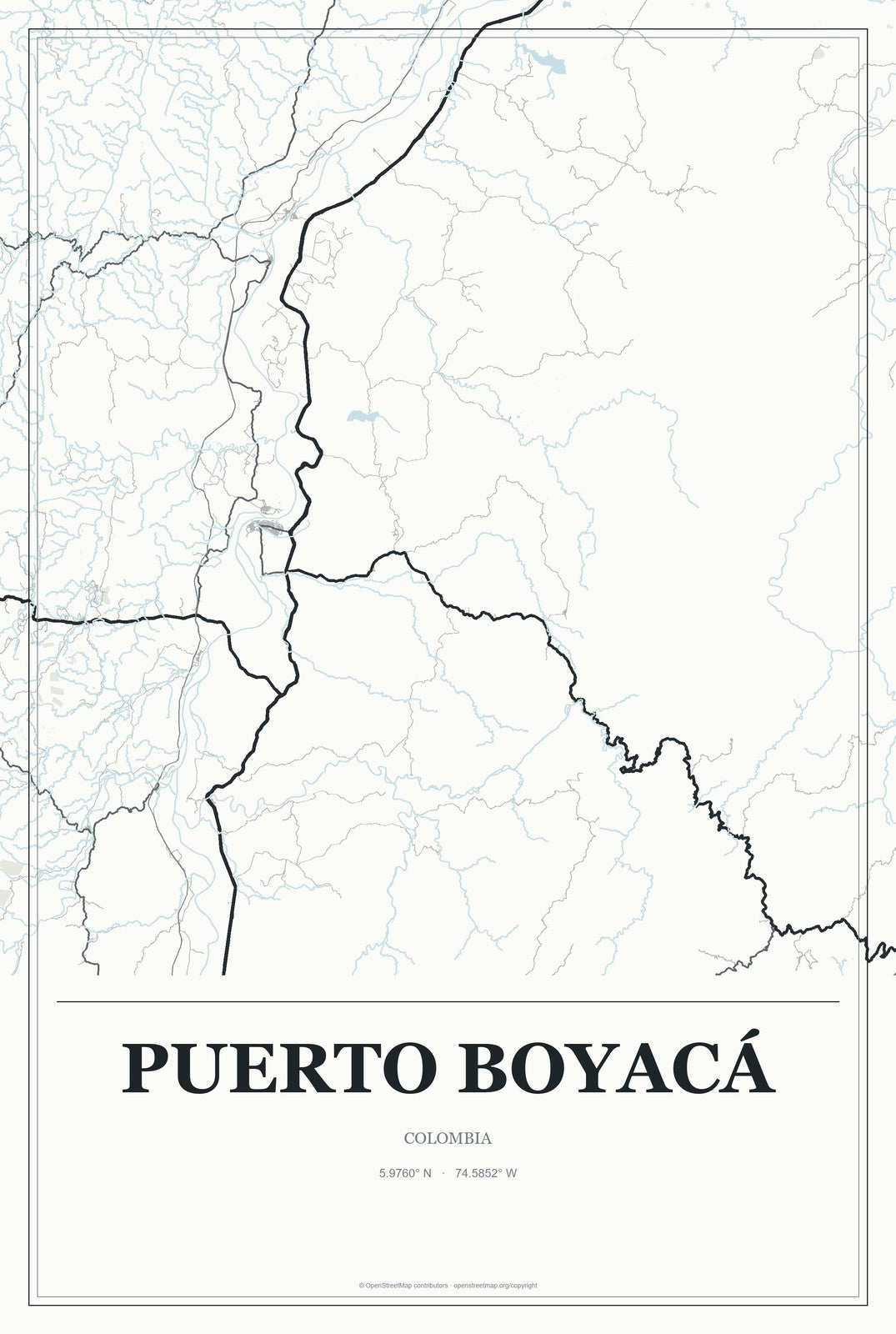 Puerto Boyacá, Colombia City Map Aluminum Sign in Gallery Air style